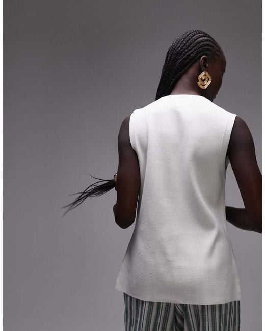 TOPSHOP Gray Tosphop Knitted Slash Neck Waistcoat