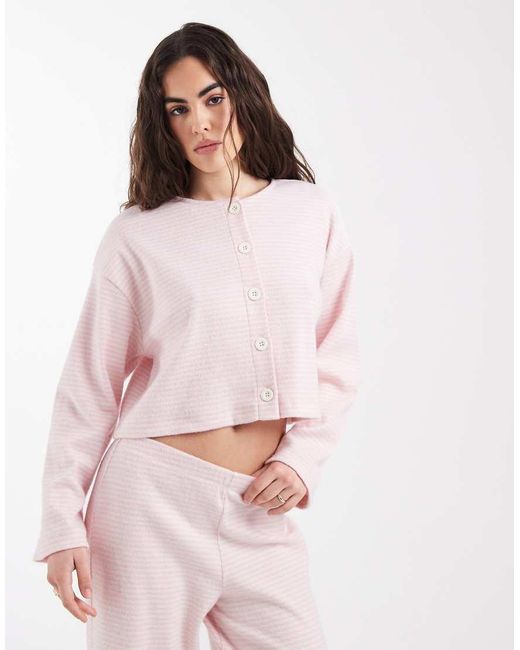 Miss Selfridge Pink Stripe Rib Cardigan Co-ord
