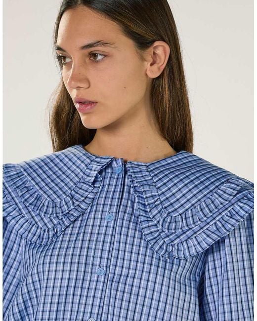 Glamorous Blue Statement Collar Blouse