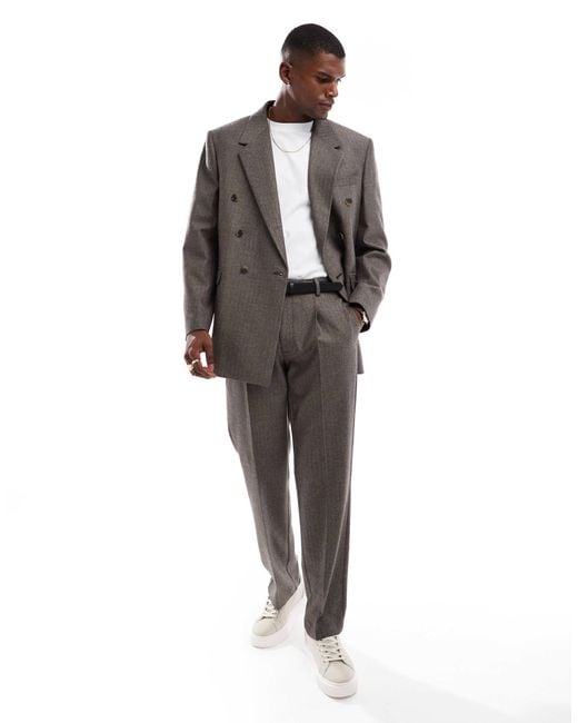 ASOS Gray Wool Look Relaxed Suit Jacket for men