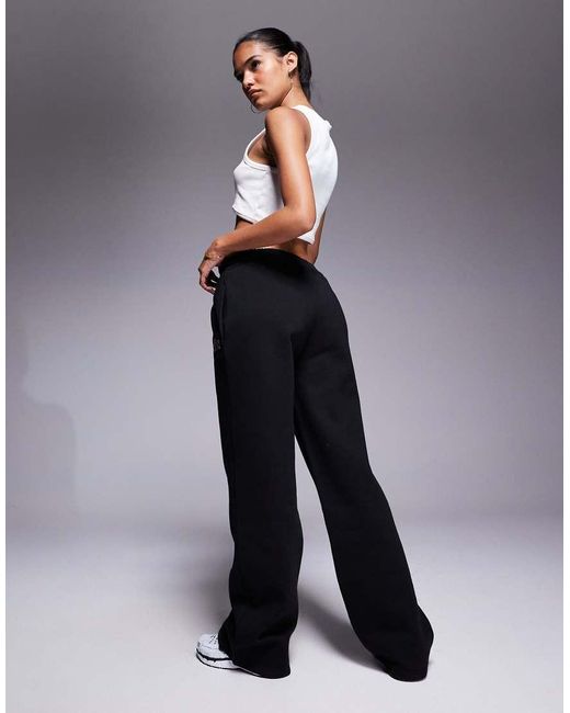 Kaiia Black Cotton Rich Logo Wide Leg Sweatpants