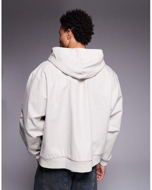 Faded Store Gray Core Canvas Hooded Zip Through Jacket for men