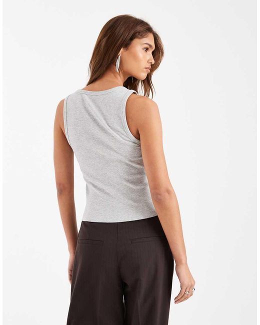 ASOS White Thick Binding Detail Ribbed Scoop Neck Singlet