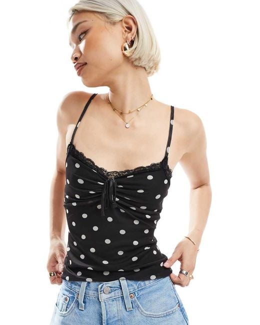 Miss Selfridge Black Lace Trim Cami Top