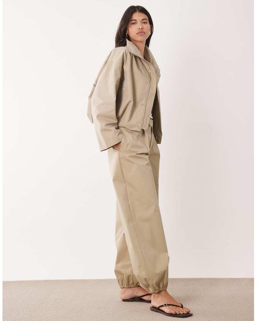 Gina Tricot Natural Co-ord Wide Balloon Cotton Rich Trousers