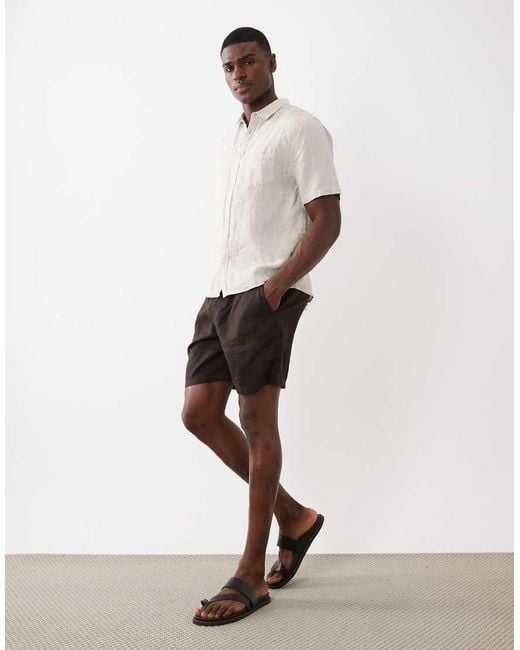 Cotton On Natural Relaxed Linen Mix Short Sleeve Shirt for men