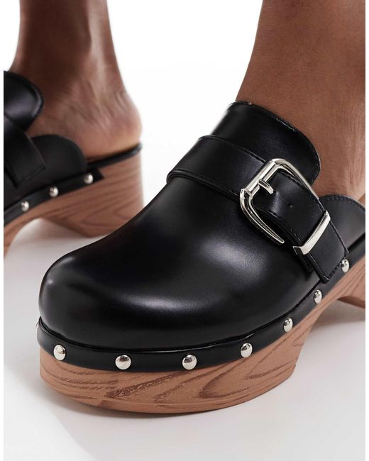 SEQWL Blue Clog Mules With Buckle