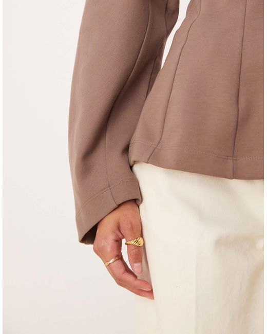 ASOS Brown Seam Detail Waisted Long Sleeve Tee
