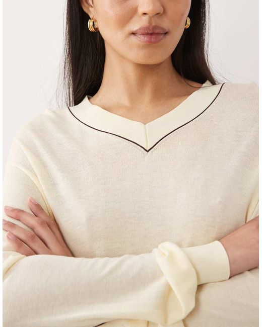 Mango White V Neck Lightweight Knitted Jumper