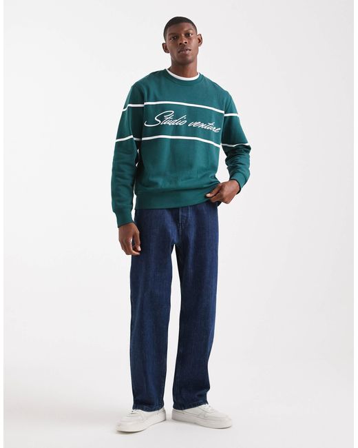 Jack & Jones Green Sweatshirt With Front Graphic for men