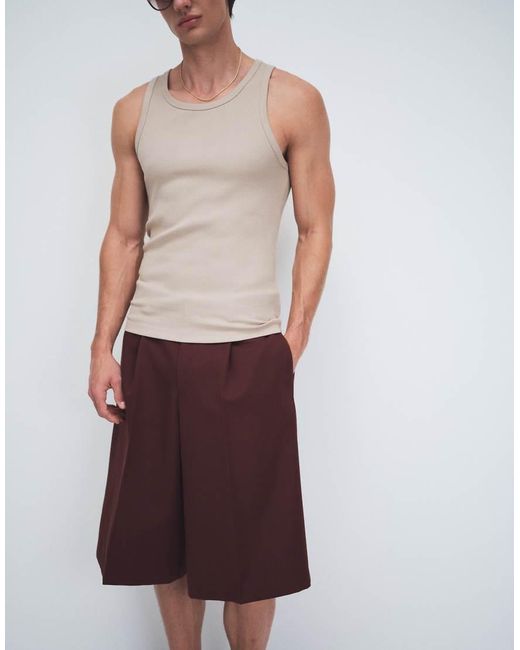 ASOS White Tailo Pleated Oversized Bermuda Shorts for men