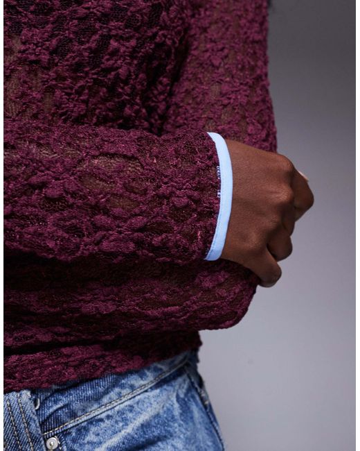 ASOS Purple – halbtransparentes spitzenoberteil