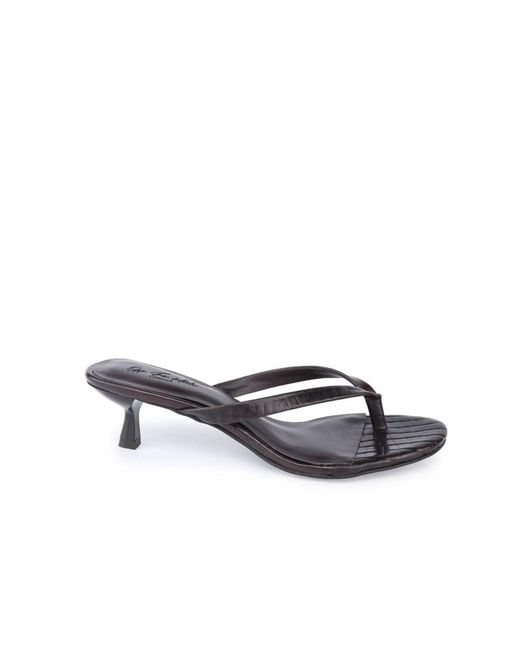 OFF THE HOOK White Dolly Leather Kitten Heel Thong Sandals