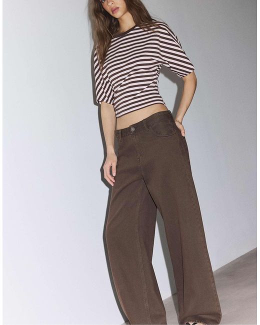 Jean ample - marron Stradivarius en coloris Green