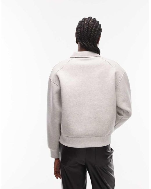 ASOS Gray Half Zip Rugby Collar Sweatshirt