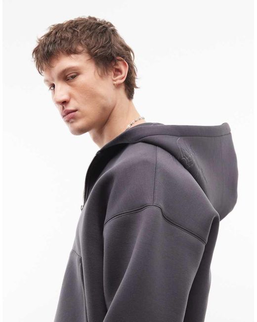 Weekday Gray Simon Scub-style Graphic Zip Through Hoodie for men