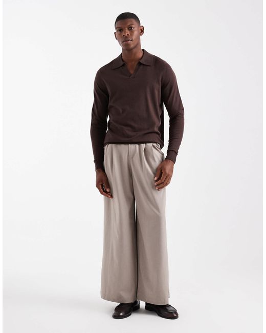 Pull en maille avec col à encoche - marron ASOS pour homme en coloris Brown