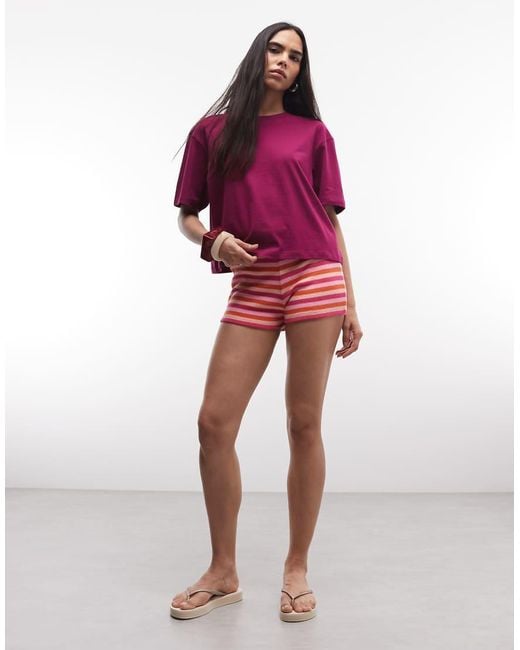 Collusion Red Boxy Short Sleeve T-Shirt
