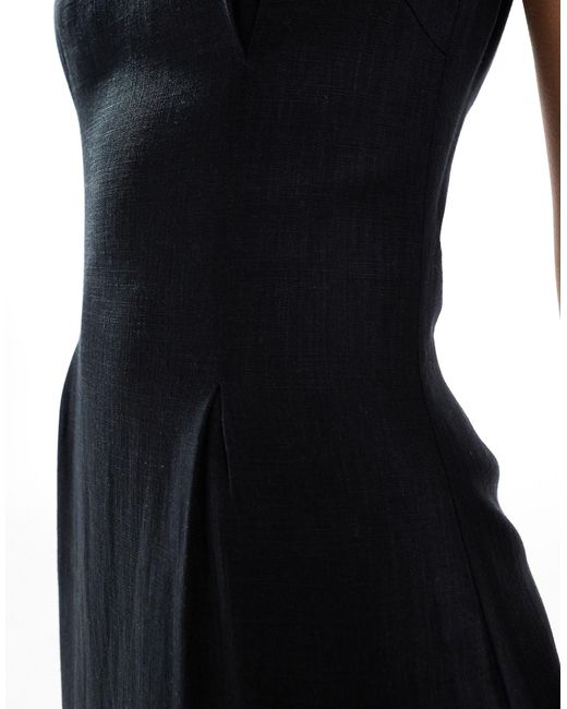 Femme - robe longue en lin mélangé SELECTED en coloris Black