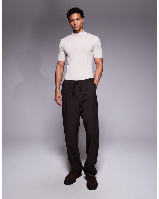 ASOS White Muscle Fit Knitted Rib Turtle Neck T-shirt for men