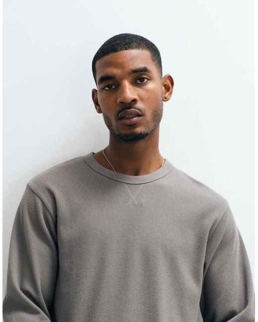 Cotton On Gray Cropped Fit Textured Long Sleeve Top for men