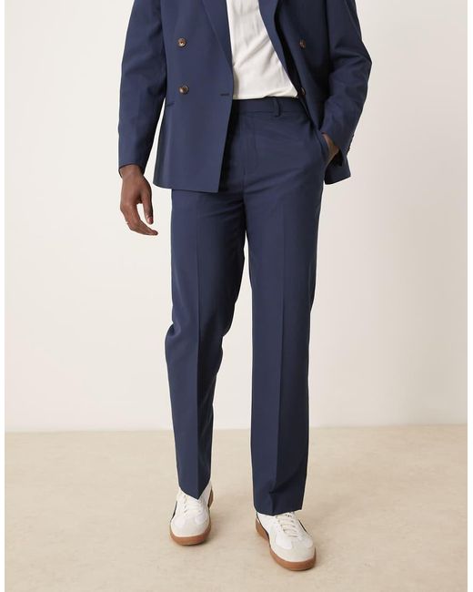 ASOS Blue Straight Leg Suit Trousers for men