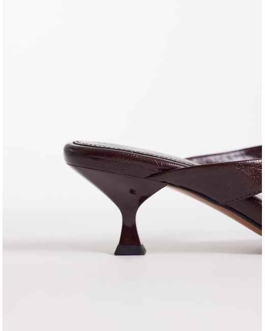 ASOS Brown Havana Toe Thong Kitten Heel Sandals
