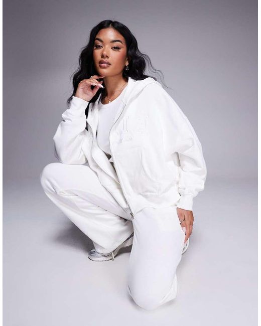 Kaiia Gray Embroidered Logo Zip Through Hoodie Co-ord