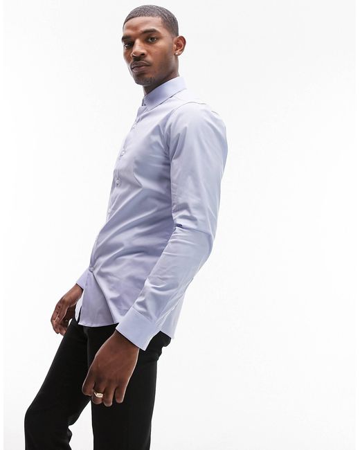 Topman White Long Sleeve Formal Slim Fit Stretch Shirt for men