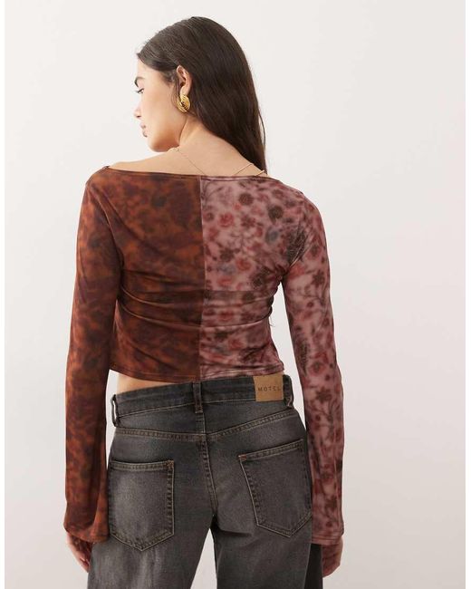 Reclaimed Vintage Multicolor Slash Neck Angel Sleeve Top