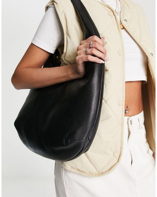 & Other Stories Black Big Leather Shoulder Bag