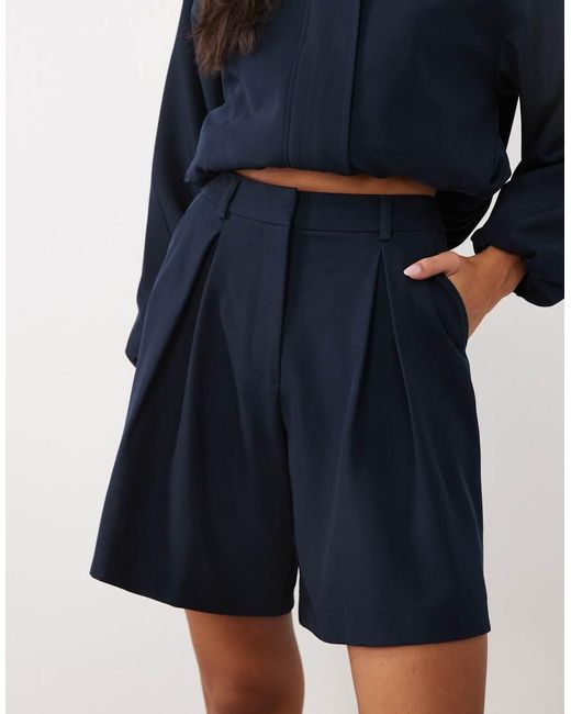 4th & Reckless Blue Tailored Longline Shorts