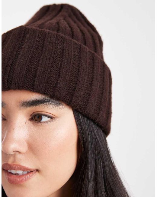 New Look Geribbelde Beanie in het Black