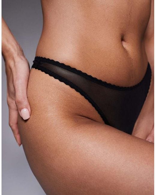 ASOS Black Mila Sheer Mesh High Leg Thong