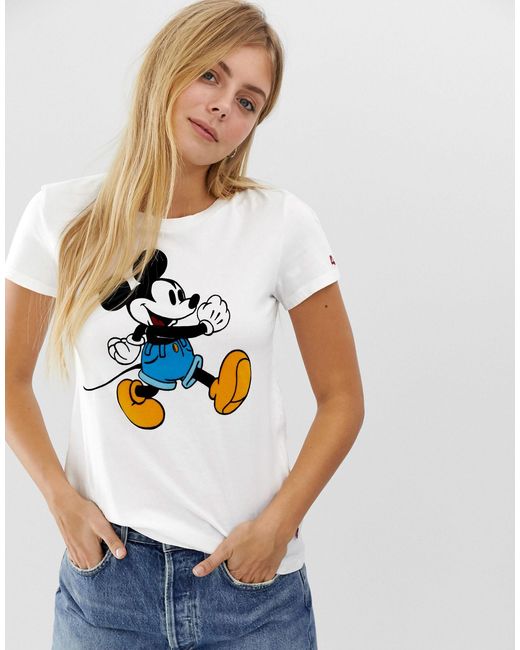 Levi's X Mickey Mouse – T-Shirt mit Fledermausärmeln in Weiß | Lyst DE