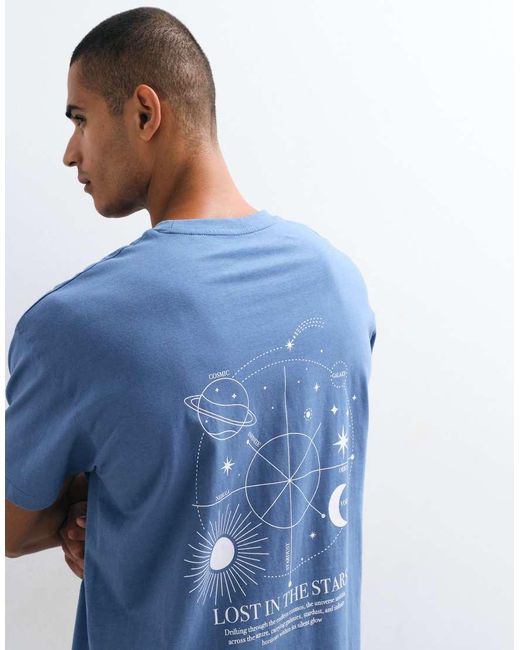 Threadbare Blue Stars Back Print Oversized T-shirt for men