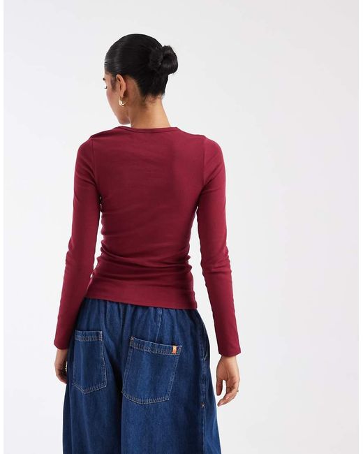 ASOS Red Clean Long Sleeve Top
