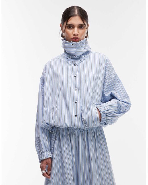 ASOS Blue Collared Button Up Shirt Jacket