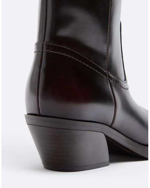 Stradivarius Black Plain Cowboy Boots