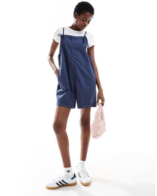 Monki Lightweight Denim Playsuit in Blue Lyst UK