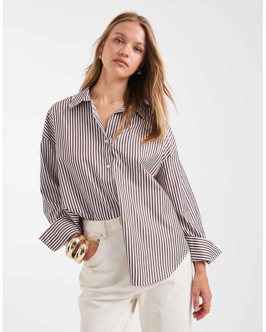 ONLY Oversized Gestreept Overhemd in het Multicolor