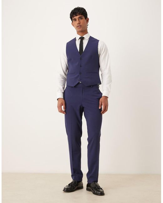ASOS Blue Skinny Stretch Suit Waistcoat for men