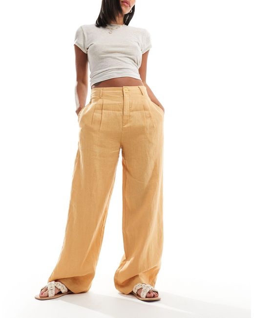 Pantalon droit en lin Mango en coloris Natural