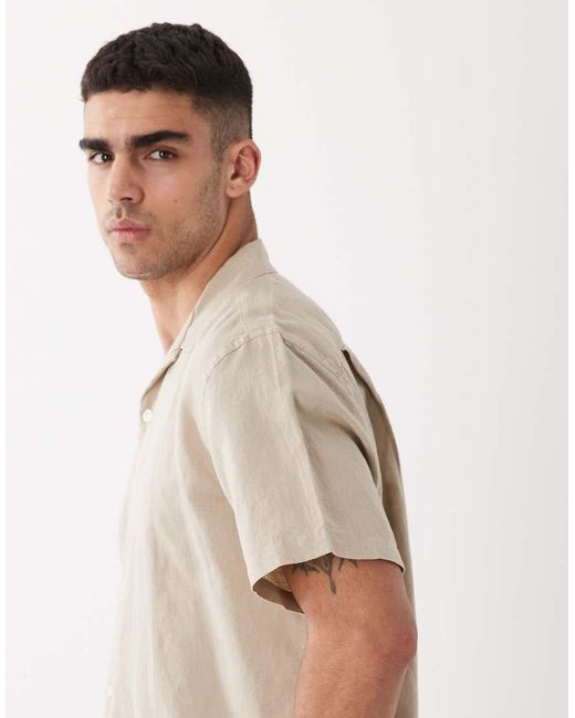 SELECTED Natural Linen Blend Short Sleeve Shirt for men