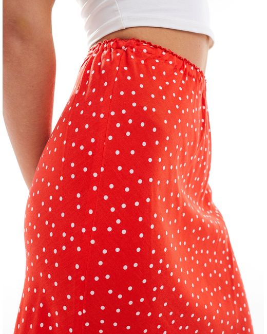 Miss Selfridge Red Picot Trim Bias Maxi Skirt