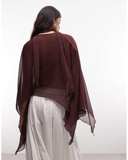Reclaimed Vintage Brown Sheer Chiffon Poncho