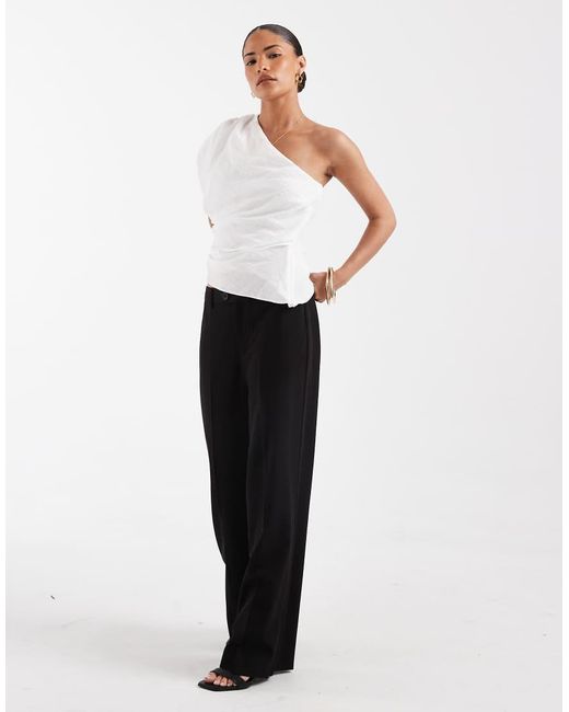 Vero Moda Black Straight Smart Trouser With Crease Front