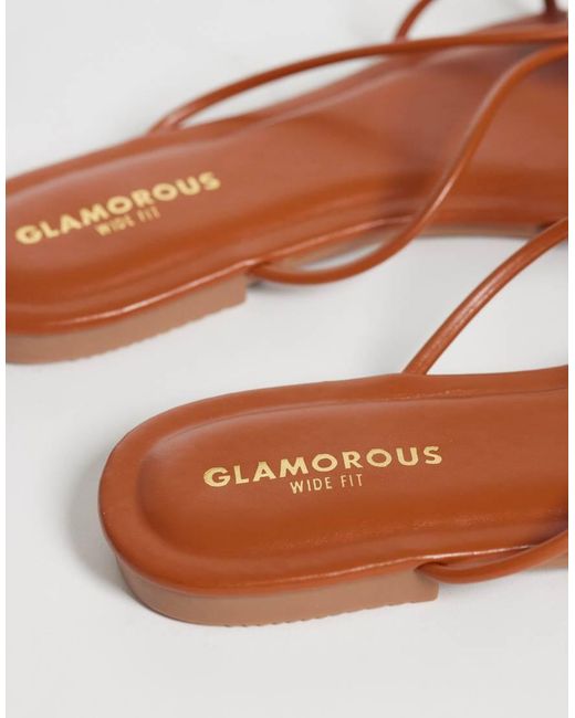 Glamorous Brown Flat Sandals With Gold Detail