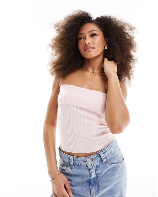 PacSun White Fold Over Tube Top