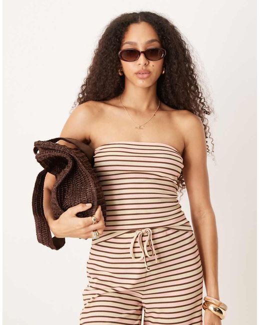 ASOS Gestreepte Bandeau-Top in het White